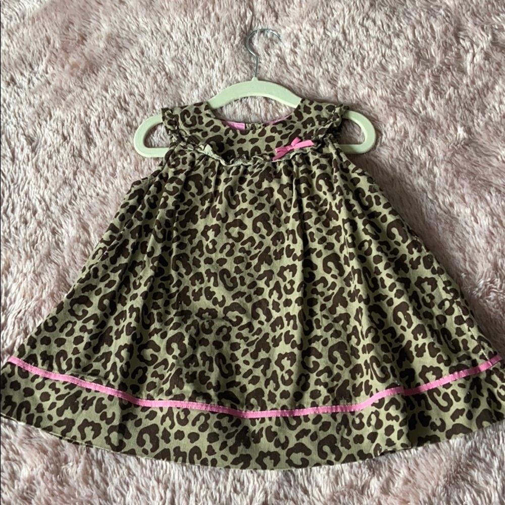 Leopard dress with pink trim with top